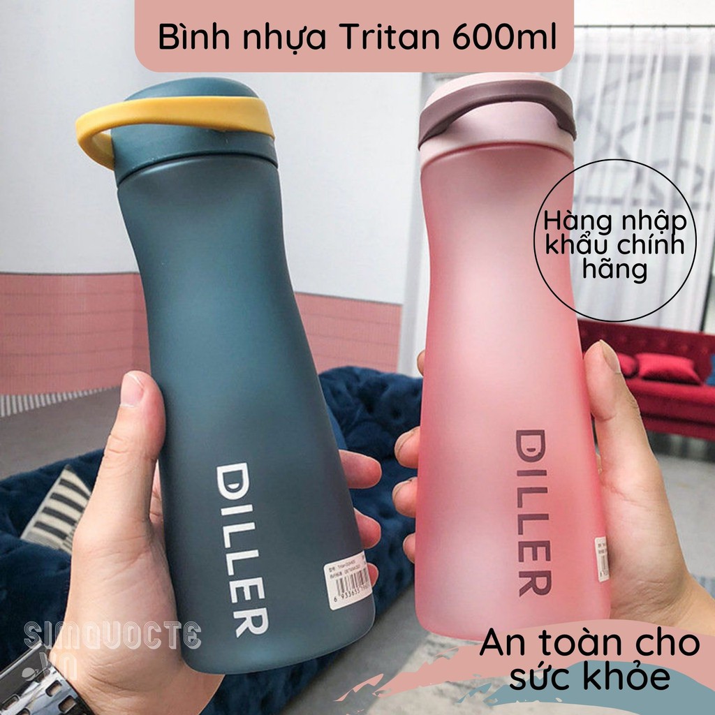 Bình nước thể thao bằng nhựa tritan 600ml - Hàng chính hãng Diller