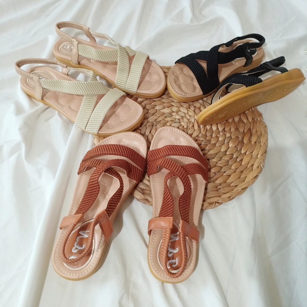 Giày sandal nữ đi học quai hậu da mềm bền đẹp bo chun co giãn kiểu basic nhiều màu-TBXIN