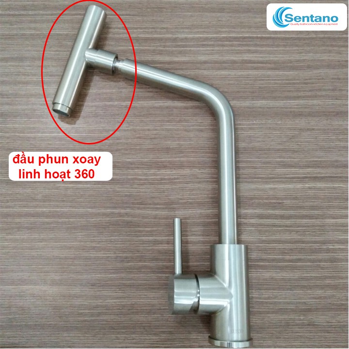 [DÒNG PLUS LOẠI 1] Vòi rửa chén nóng lạnh inox 304 SENTANO STN-406 PLUS cao cấp