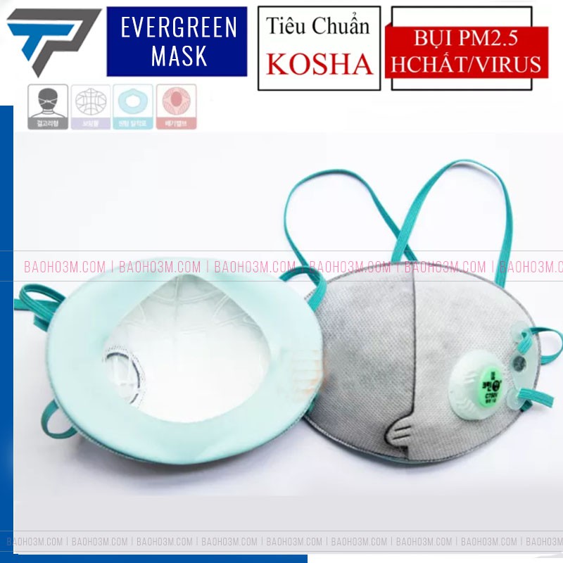 Khẩu trang hoạt tính Hàn Quốc Evergreen C750V lọc bụi kháng khuẩn, chứng nhận KOSHA - Đeo được qua tai và gáy | BigBuy360 - bigbuy360.vn