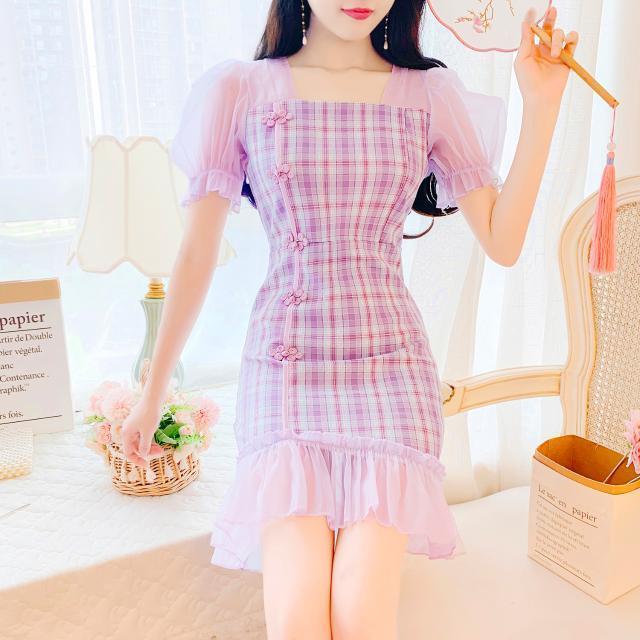 Women Off Shoulder Square Neck Puff Sleeve Ladies Small Dress | BigBuy360 - bigbuy360.vn