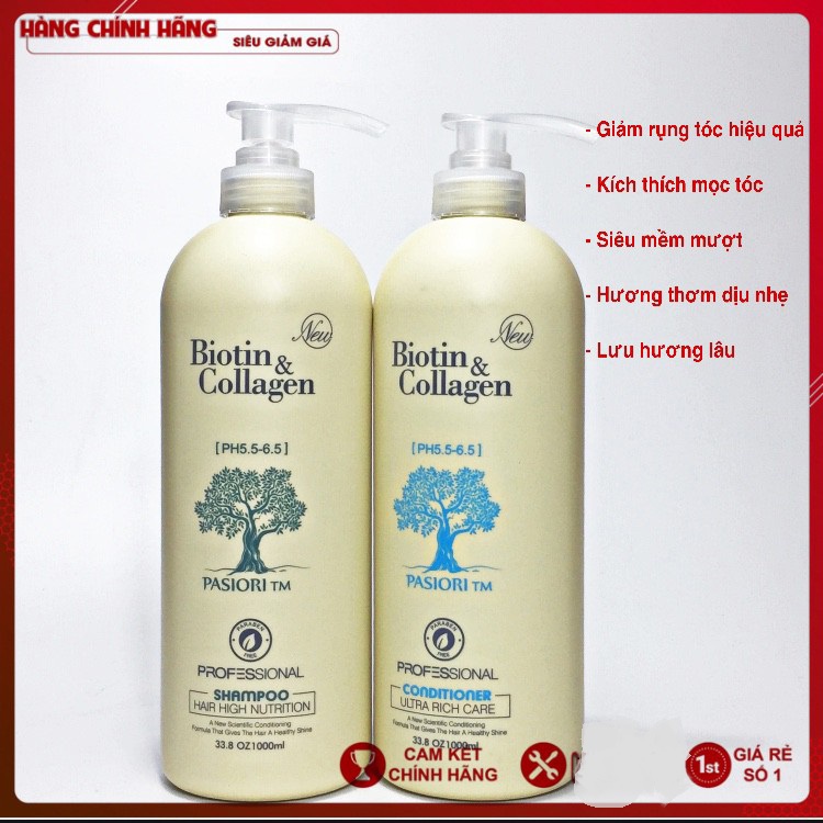 DẦU GỘI CẶP- XẢ DƯỠNG TÓC CHO NỮ BIOTIN & COLLAGEN 1000ML