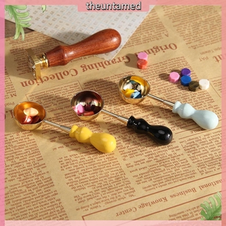 Muỗng đun sáp con dấu niêm phong bằng thép không gỉ cán gỗ kiểu cổ điển
