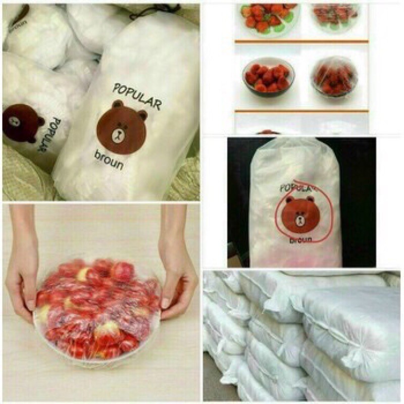 Màng bọc thực phẩm co giãn siêu dai có chun hình túi gấu set 100chiếc -- anthudogiadung89
