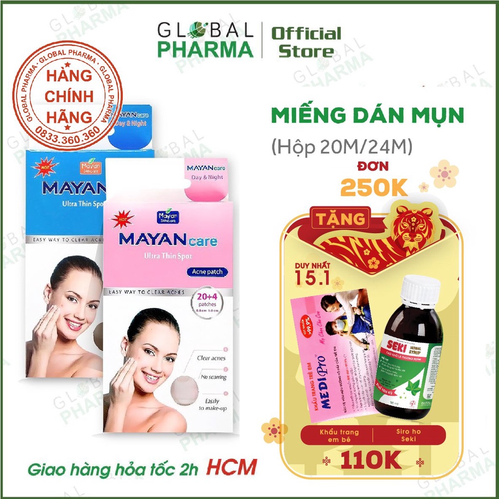 [CHÍNH HÃNG] Miếng dán giảm mụn Hàn Quốc Mayan - hiệu quả trong 48 giờ (Hộp 20M/24M)