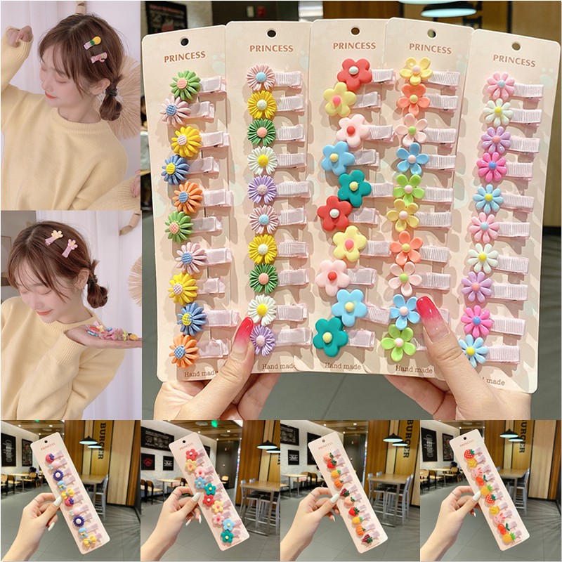 Bộ 10 Kẹp Tóc Họa Tiết Hoạt Hình Xinh Xắn Dành Cho Bé