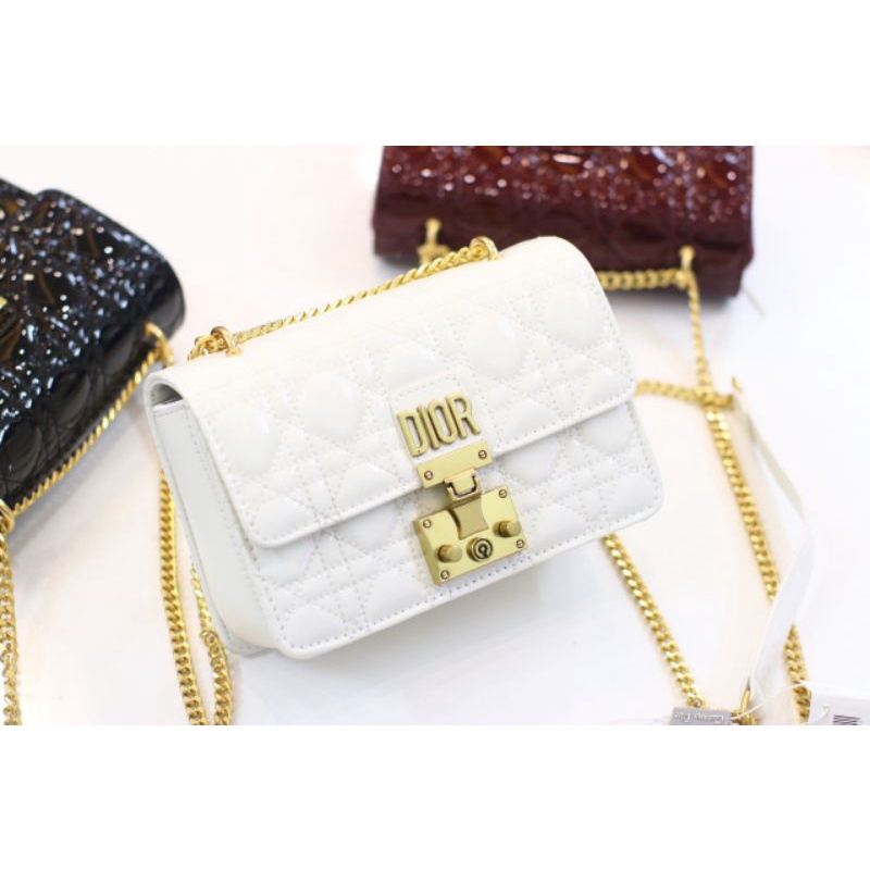 Túi chéo nữ D.I flapbag sz22cm da bóng 3 màu(đỏ,đen,trắng)fullbox