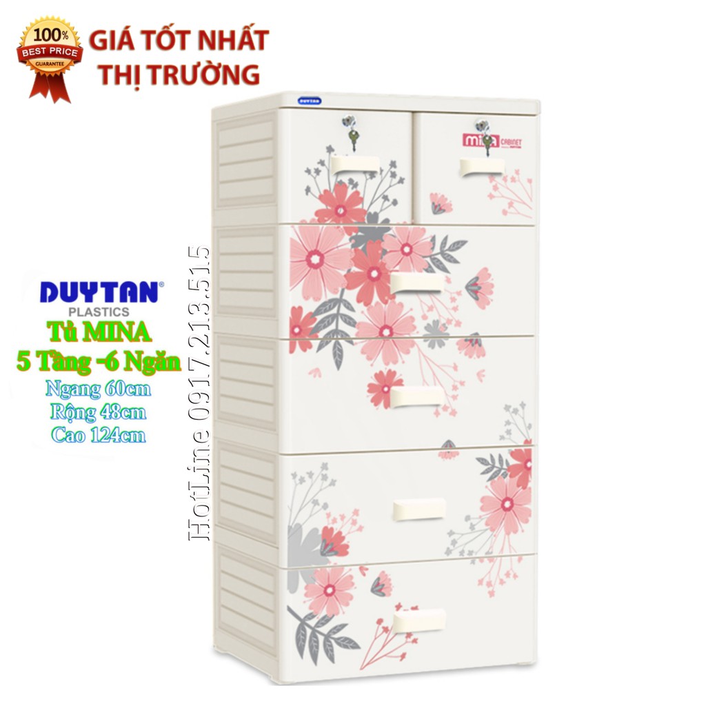 Tủ nhựa Duy Tân MINA 5 Tầng-6 Ngăn -Kem Nấm