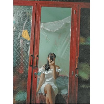 Váy trắng trễ vai, đầm trắng trễ vai vai bèo kèm ảnh thật | BigBuy360 - bigbuy360.vn