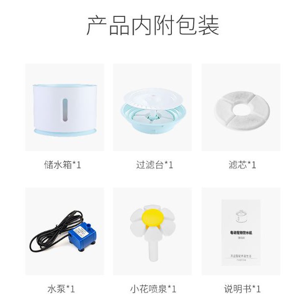 Máy uống nước tự động cho mèo hình tròn - bản có đèn LED Xanh