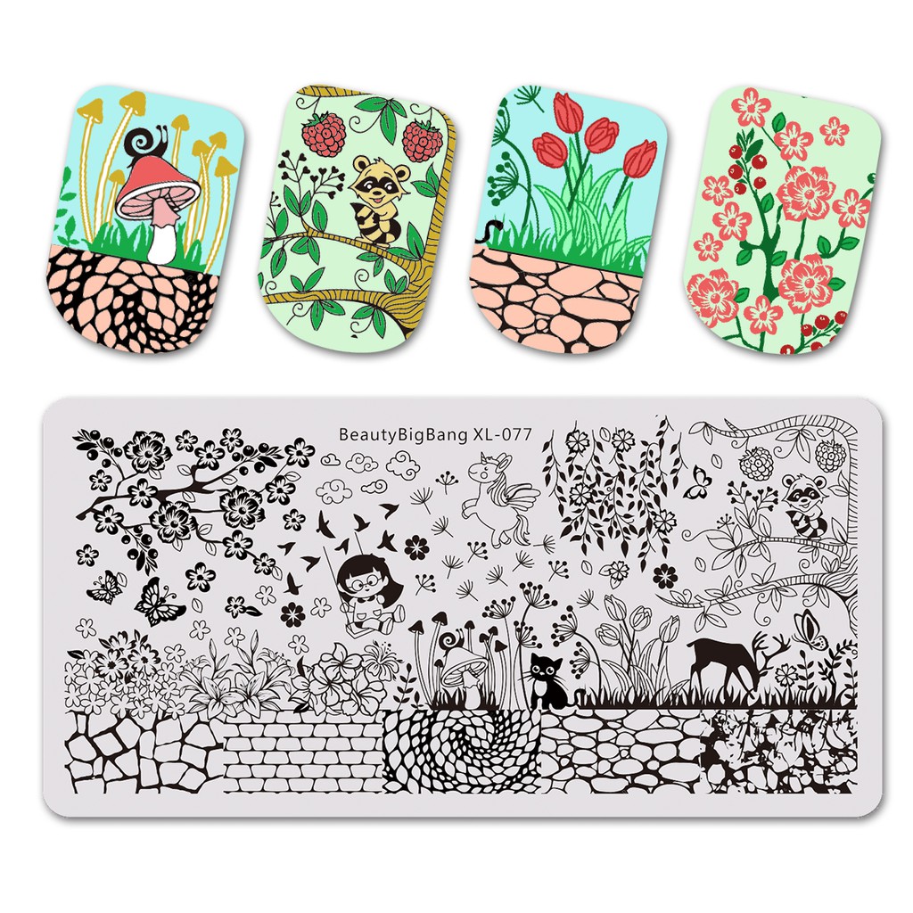 BEAUTYBIGBANG 6*12cm Nail Stamping Plates Birds Flower Animal Pattern Nail Art Stamp Stamping Template Image Plate