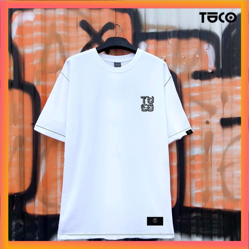 Áo thun cotton unisex TUCO basic tee phông DRAW LINE Trắng nam nữ tay lỡ oversize form rộng nhiều màu