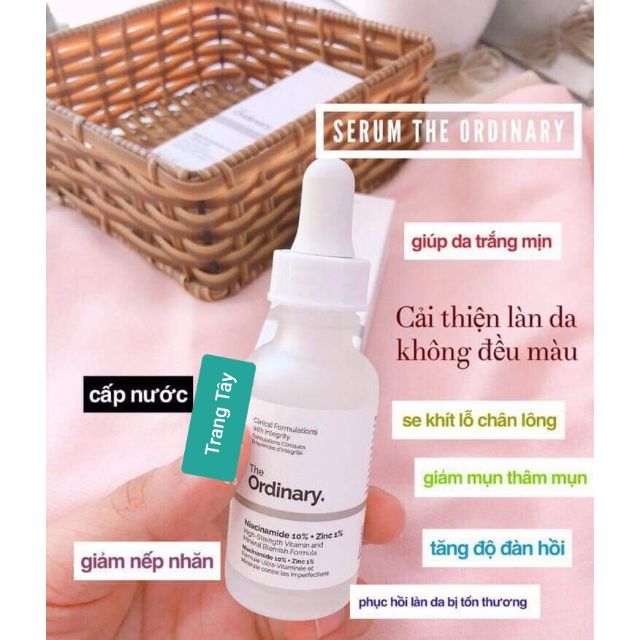 [Chính hãng 100%] Serum The Ordinary Niacinamide 10% + Zinc 1% 30ml - Serum chống viêm, giảm kích ứng dành cho da MỤN