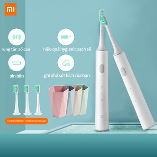 Bàn chải điện siêu âm Xiaomi Mijia Sonic T300 USB có thể sạc lại chống nước (có bán lẻ 3 đầu thay thế và set)