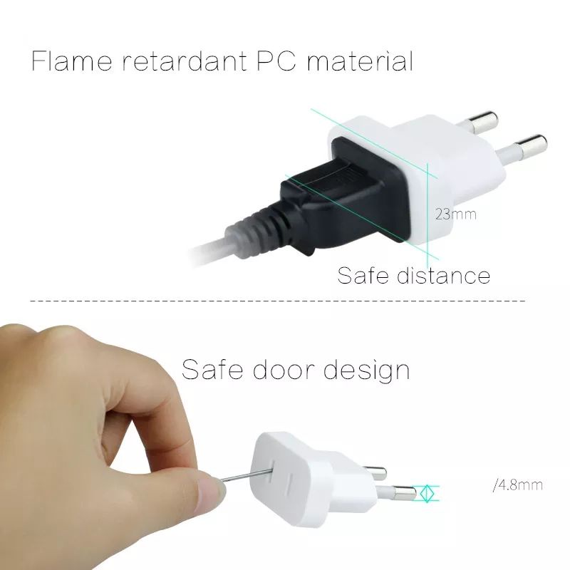 Phích cắm điện chuyển đổi chân tròn sang chân dẹp cho củ sạc IP loại phích nhựa đúc