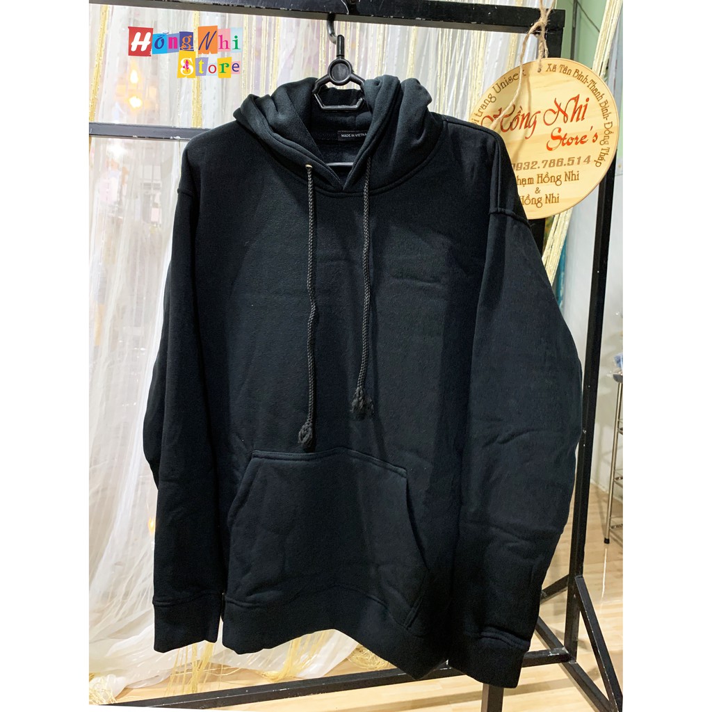 Áo Hoodie Trơn Màu Đen Cao Cấp Dáng Rộng Unisex Nam Nữ Mặc Được - MM | BigBuy360 - bigbuy360.vn