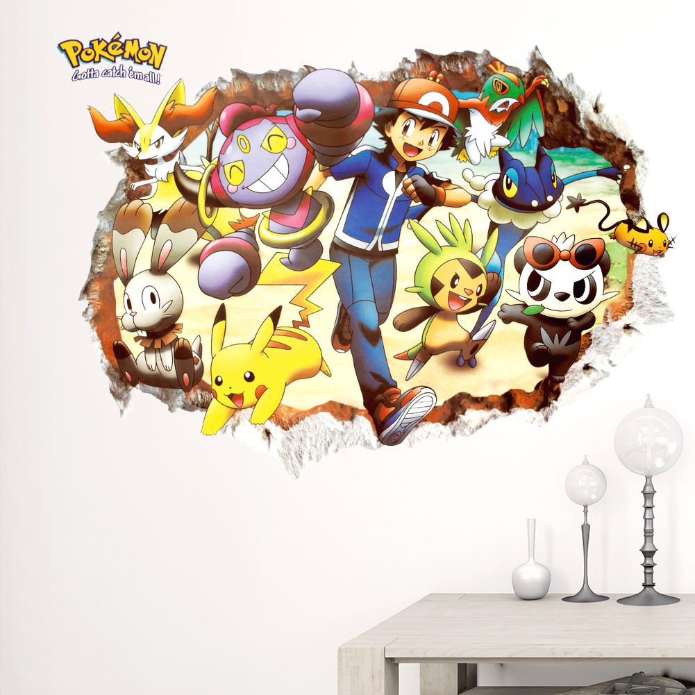 Miếng Dán Tường Trang Trí Phông Nền Tv Hình Người Sắt / Pokemon 3d Mới