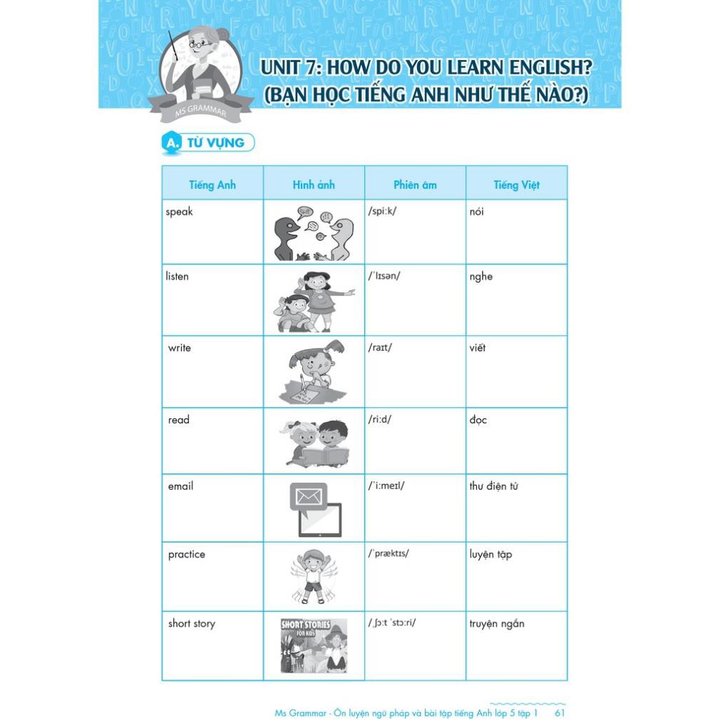 Sách Ms Grammar Ôn luyện Ngữ pháp và Bài tập tiếng Anh lớp 5 (tập 1)