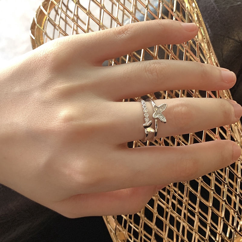 Nhẫn Đính Đá Zircon Kiểu Dáng Đơn Giản Hợp Thời Trang