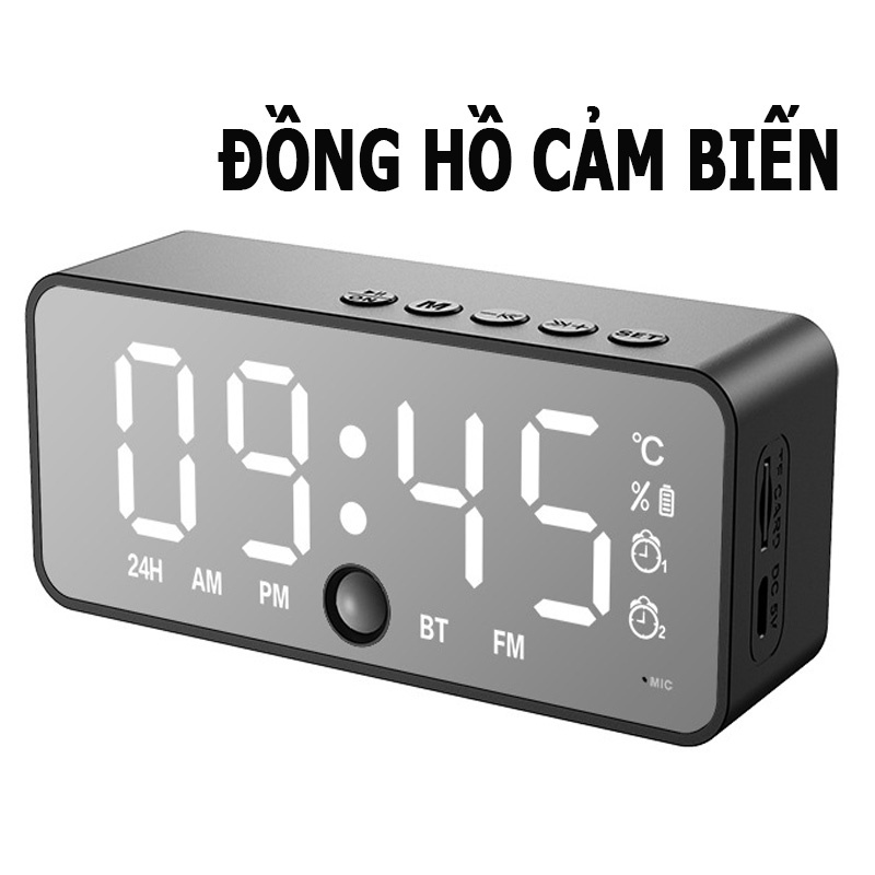 Đồng Hồ Để Bàn Đa Chức Năng, Cảm Biến Thông Minh Tự Động Bật Tắt Màn Hình, Mặt Gương Led
