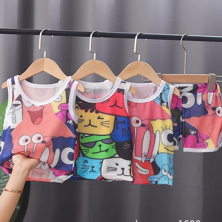 Quần áo bé trai, bé gái từ 8-20kg, bộ ba lỗ cho bé chất cotton lưới thông hơi, thoáng mát.