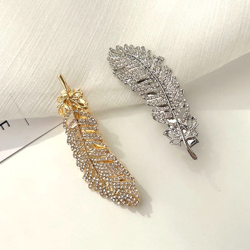 Kẹp Tóc Trang Trí Hình Lông Vũ Đính Kim Cương Giả Cho Nữ timetunnel