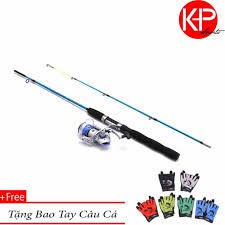 Bộ Cần Câu Lure 1m5 + Tặng Kèm Phụ Kiện Và Bao Tay - máy 200 _màu xanh dương