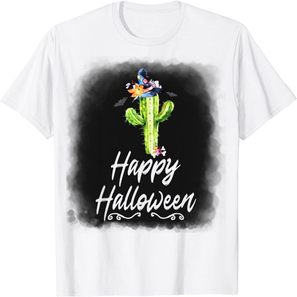 Áo Thun In Hình - Halloween Cactus Witch Pumpkin Trick Treat Halloween Cactus Witch Pumpkin Trick Tr