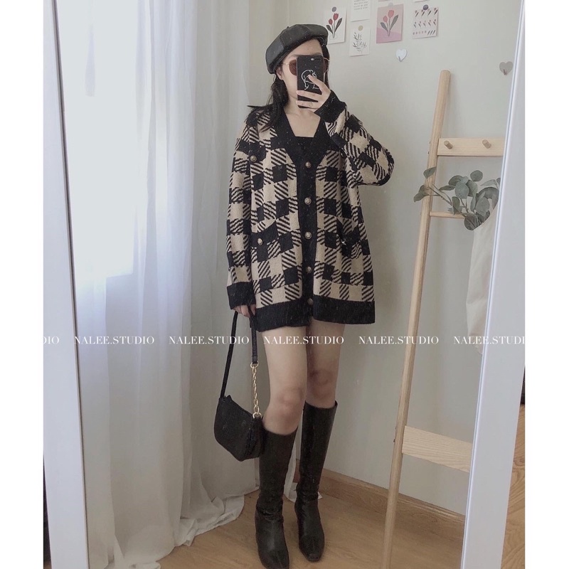 Len cardigan kẻ ô | BigBuy360 - bigbuy360.vn