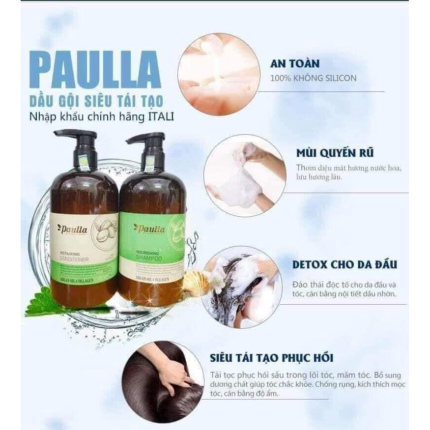 Dầu Gội Xả Paulla Argan Oil Collagen 750ml Phục Hồi Tế Bào Mầm Tóc, Giảm Gãy Rụng, Kiềm Dầu | Centella.official