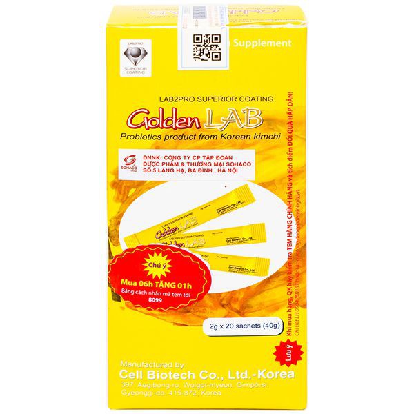 Men vi sinh Golden Lab-Hỗ trợ cân bằng hệ vi sinh đường ruột, giúp tăng cường tiêu hóa, giảm rối loạn tiêu hóa
