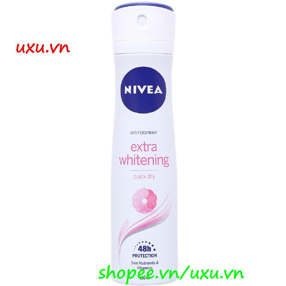 Xịt Khử Mùi Nữ 150Ml Nivea Trắng Mịn Mờ Vết Thâm Extra Whitening, Với uxu.vn Tất Cả Là Chính Hãng.