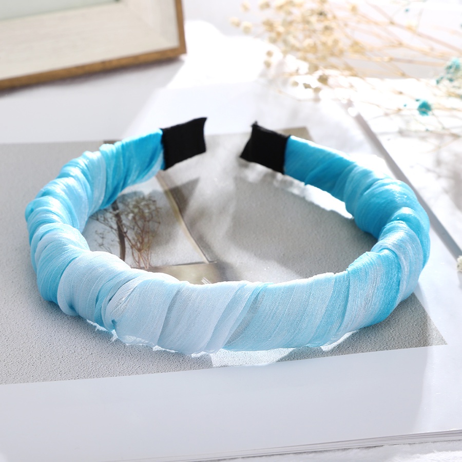 Băng đô lụa xếp ly bản rộng màu sáng thời trang Hàn Quốc