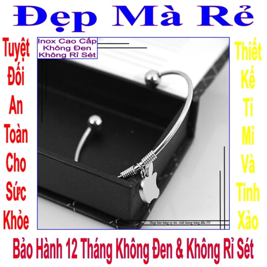 Vòng tay inox nữ đẹp kiểu tòn ten trái táo -Tự điều chỉnh được theo cổ tay - Cam kết 1 đổi 1 nếu hoen, gỉ sét
