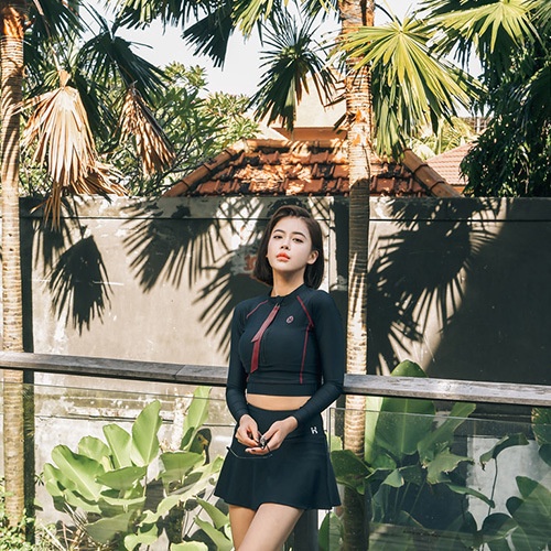 Bộ đồ bơi 2 mảnh màu trơn lưng cao có đệm nâng ngực phong cách Hàn Quốc gợi cảm cho nữ | BigBuy360 - bigbuy360.vn