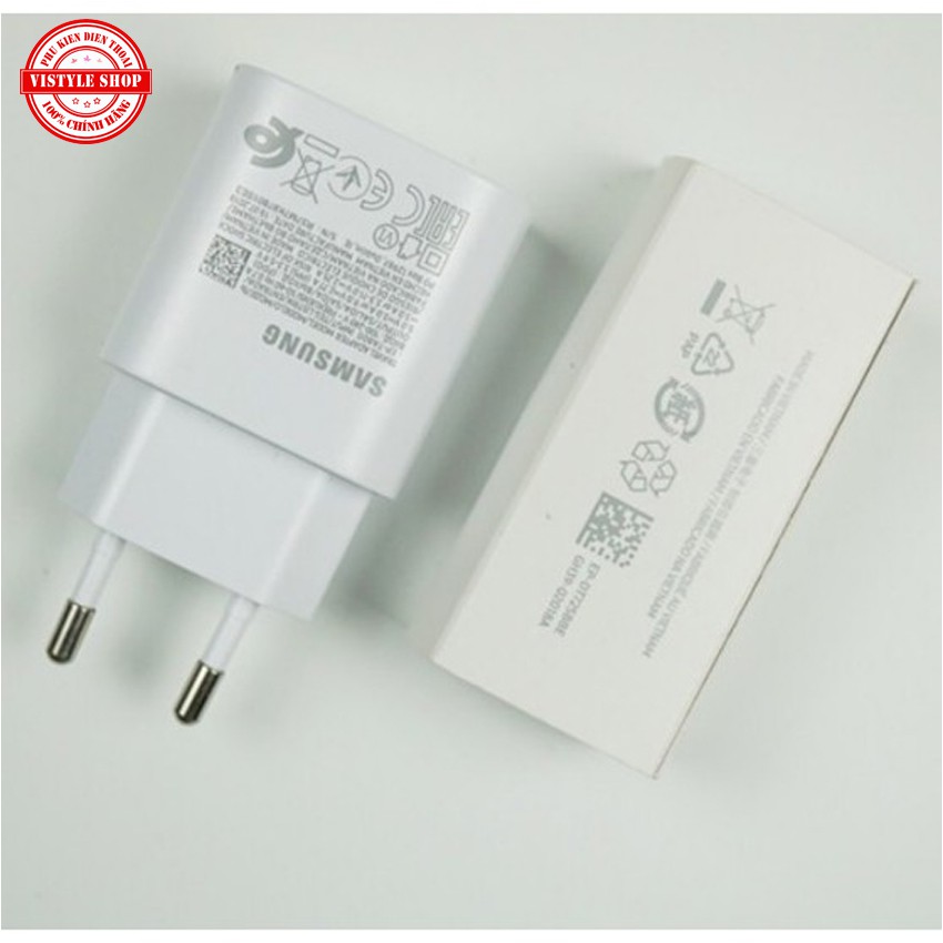 Sạc Nhanh Samsung 25W, PD Sử dụng cho Samsung Note 10, S20, S21, A80, A51, A52 - Vistyle