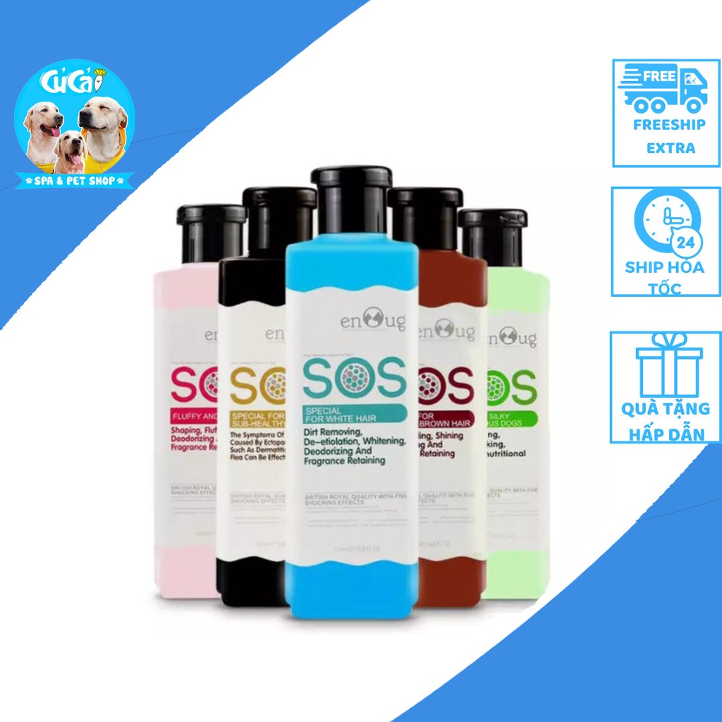 Sữa tắm cho chó mèo SOS 530ml thơm lâu, sữa tắm chó mèo loại bỏ các bệnh ngoài da nấm, rận cao cấp Củ Cải Pet Shop