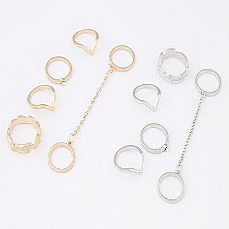 Set 5 nhẫn đeo giữa ngón tay đơn giản dành cho nữ