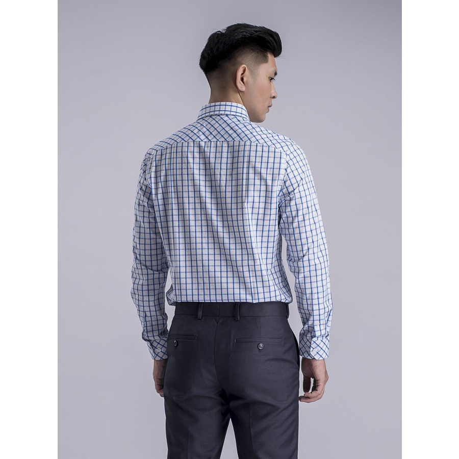 Áo sơ mi nam dài tay ARISTINO họa tiết kẻ caro trắng xanh thanh lịch - ALS52808