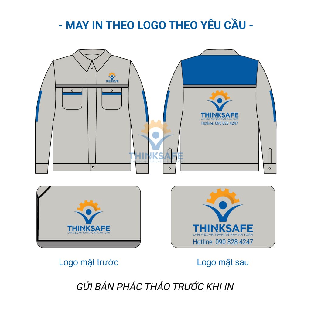 Quần áo bảo hộ lao động TR02 Thinksafe áo lao động kỹ sư công nhân có túi hộp thoải mái thoáng mát thấm hút mồ hôi