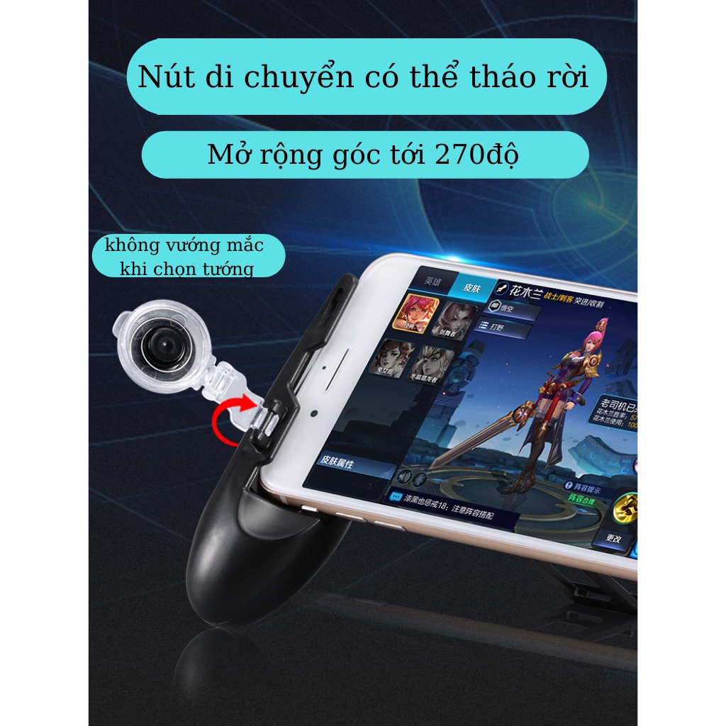 Tay cầm chơi game có nút bấm cho game PUBG, ROS, Free Fire,tay chơi game cho điện thoại