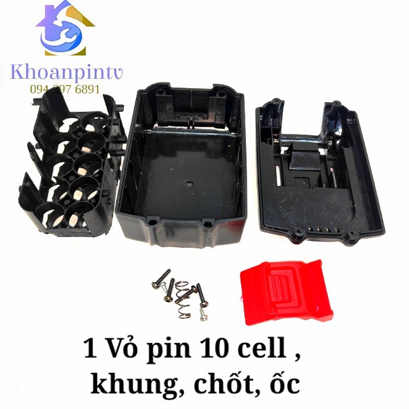 Bộ vỏ pin 10 cell 5S-2P , vỏ chứa pin 16850, ốc, chốt, khung