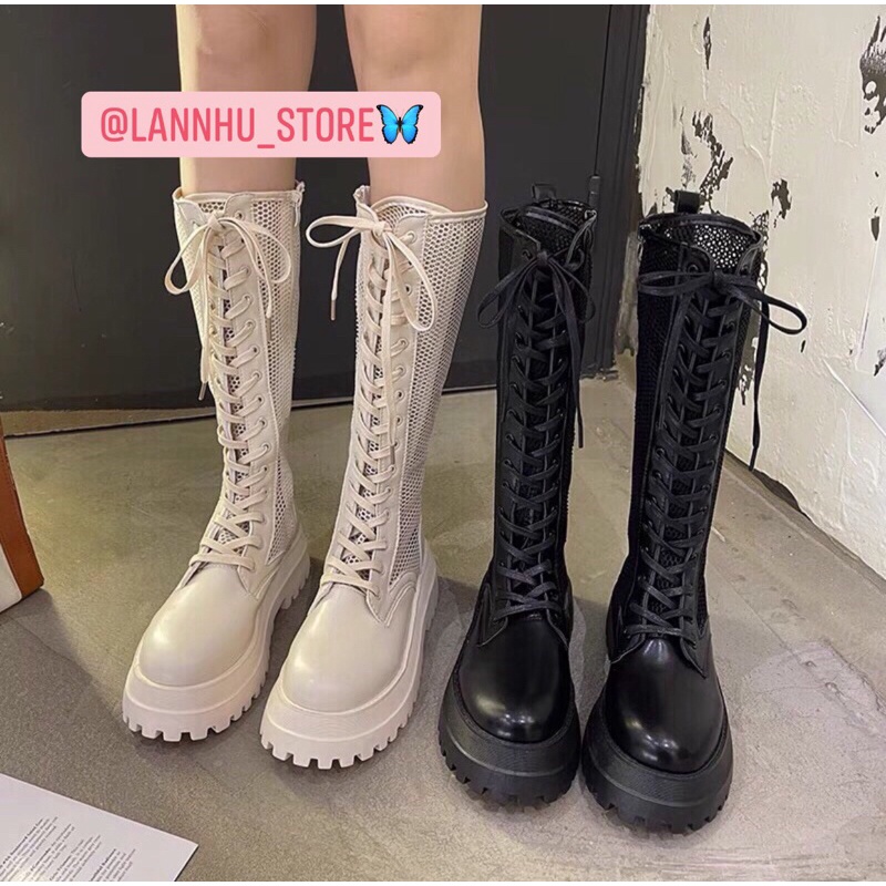 MÃ B013 -( sẵn 37 đen )( BOOT ĐÙI LƯỚI 37cm- đế 5cm (ảnh thật shop chụp) | BigBuy360 - bigbuy360.vn