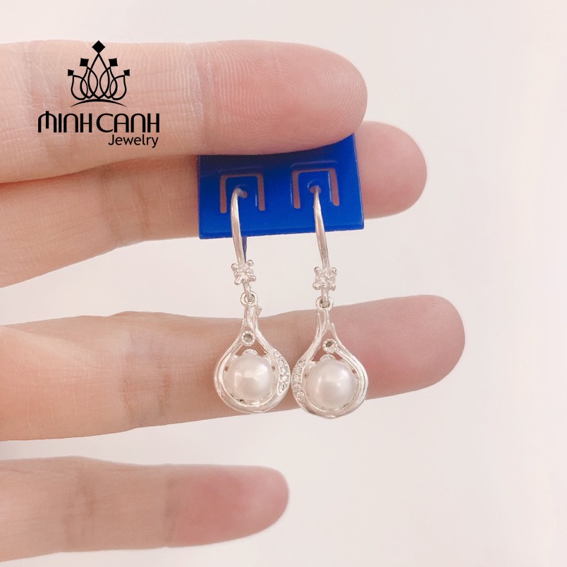 Bông Tai Bạc Dạng Móc Câu Đính Hột To - Minh Canh Jewelry