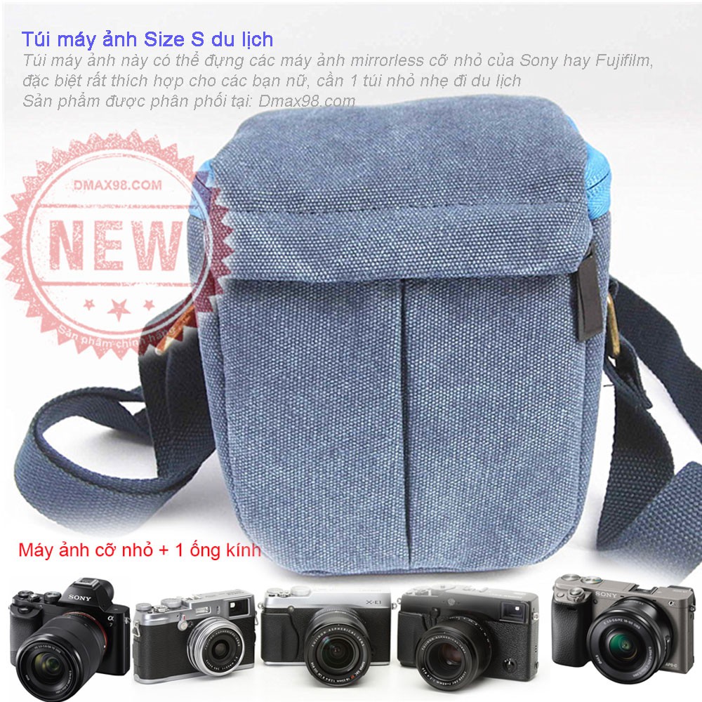 Túi đựng máy ảnh mini gọn nhẹ đi du lịch + Khăn da cừu Lau lens