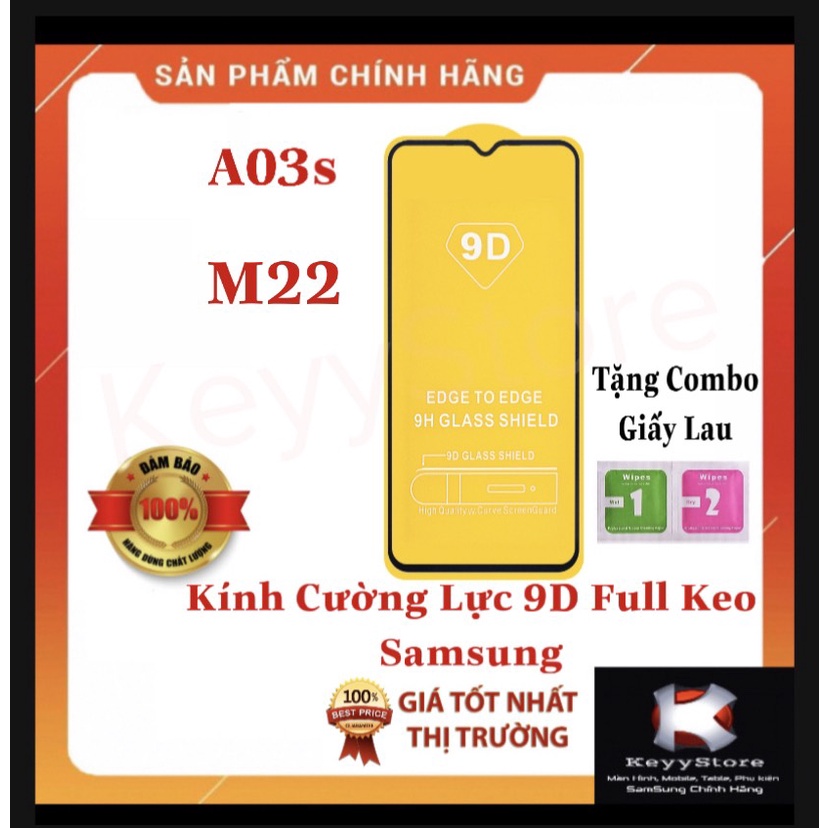 Kính cường lực Full viền 9D cho Samsung A03 A03s A12 A13 A23 A33 A53 M22 Chống trầy xước , Hạn chế va đập , Bảo vệ máy