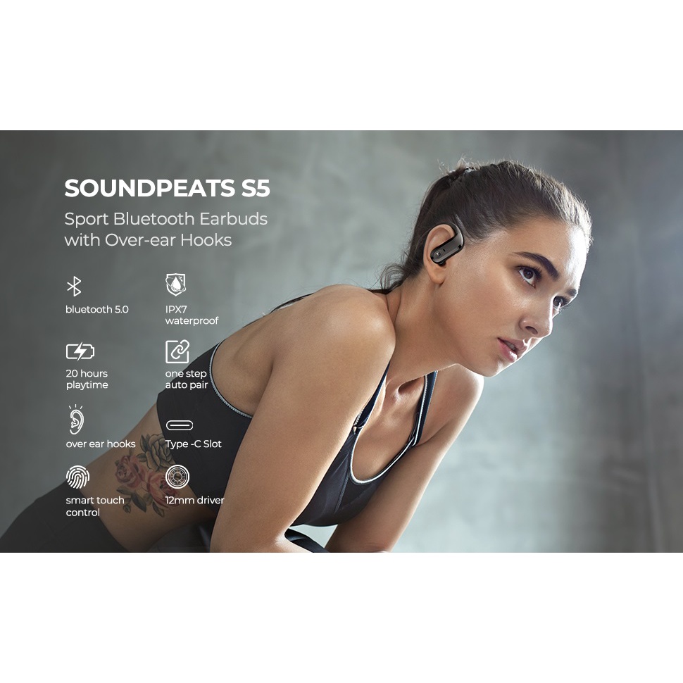 Tai Nghe True Wireless Thể Thao Soundpeats S5, New Seal, Pin 5h, Cảm Ứng, Bảo Hành 12 Tháng Chính Hãng | Trần Du Audio