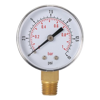 Đồng hồ đo áp suất dầu 50mm 0-15 PSI 0-1 Bar