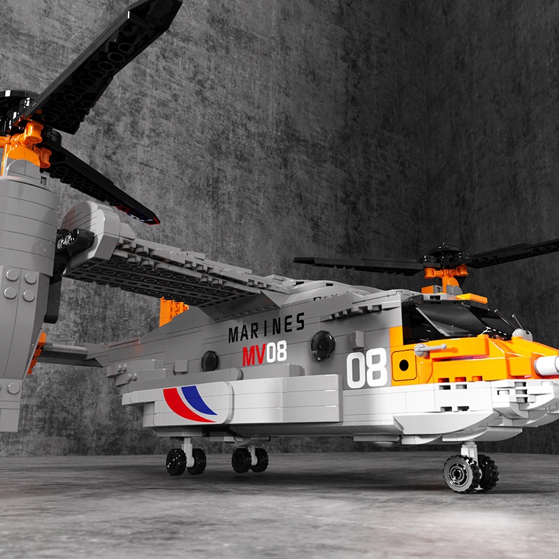 Đồ chơi chơi Lắp ráp Máy bay Vận chuyển V-22 Osprey, Juhang 88007 Xếp hình thông minh