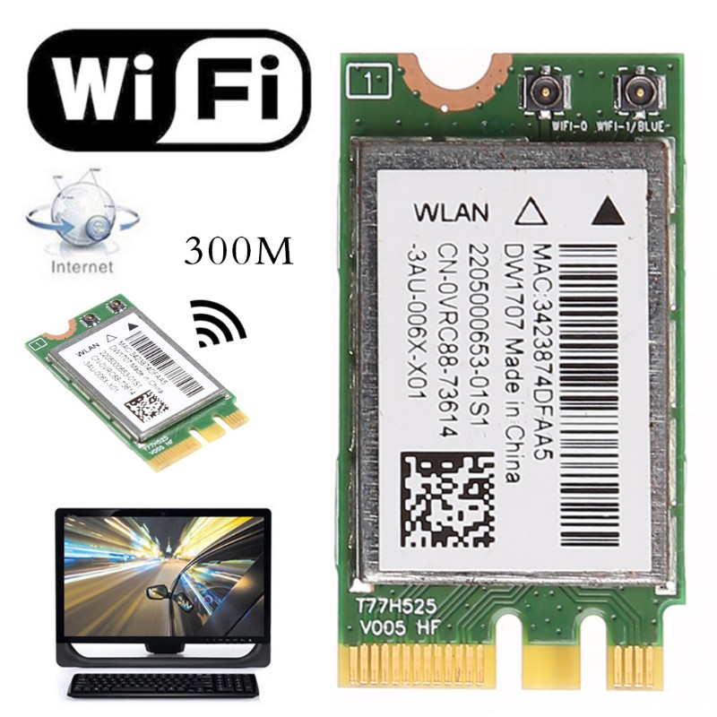 SHAS 300M Wireless Bluetooth NGFF WIFI Card For Dell DW1707 VRC88 Qualcomm QCNFA335